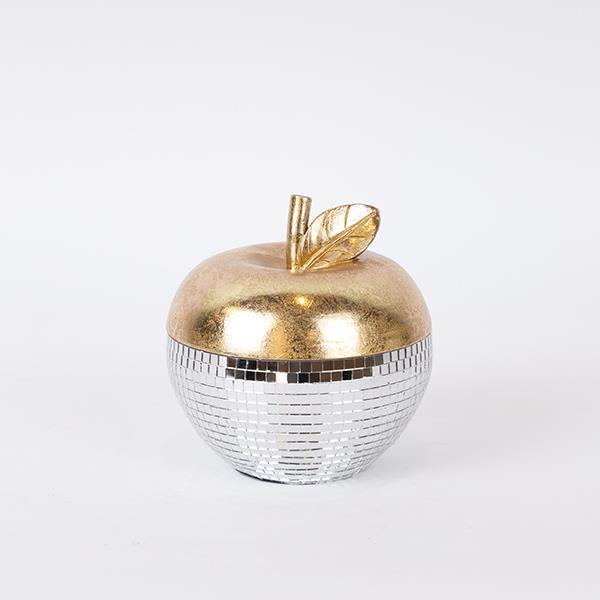 ESTHETI - ΣΗΜΑΝΤΙΚΟ: Σε περίπτωση διαφοράς τιμής από το κατάστημα ισχύει παντα και μόνο η τιμή του καταστήματος Διακοσμητικό Μήλο Polyresin Λευκό-Χρυσό 13x13x13εκ. EST