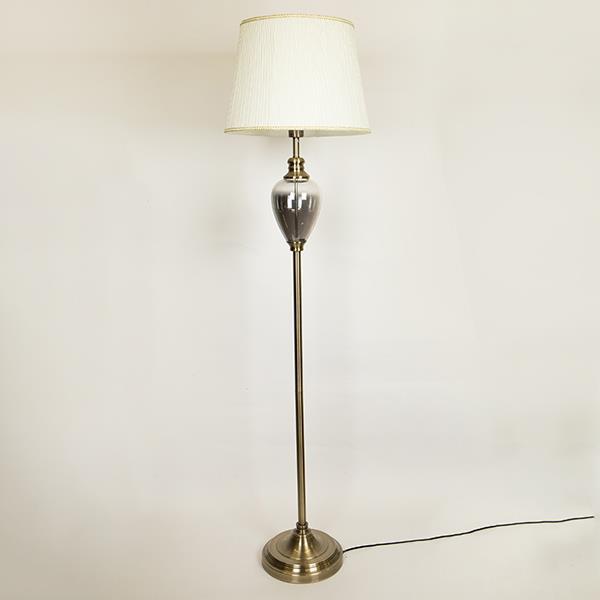 ESTHETI Φωτιστικό Επιδαπέδιο Μεταλλικό-Γυάλινο Με Μεταξένιο Καπέλο Ασημί-Λευκό 43,5x166εκ. ESTHETI 757-11018 (Υλικό: Μεταλλικό, Ύφασμα: Μετάξι, Χρώμα: Λευκό) - ESTHETI - 757-11018