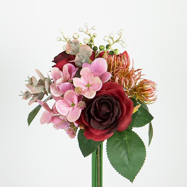 Διακοσμητικά Επιτραπέζια 24home - ΣΗΜΑΝΤΙΚΟ: Σε περίπτωση διαφοράς τιμής από το κατάστημα ισχύει παντα και μόνο η τιμή του καταστήματος Μπουκέτο Με Τριαντάφυλλα Και Ορτανσία 30εκ. Ροδακινί-Κρ