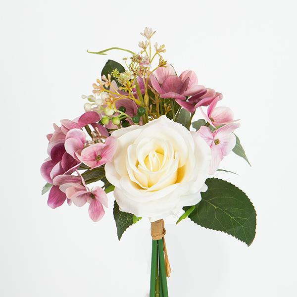 Διακοσμητικά Επιτραπέζια 24home - ΣΗΜΑΝΤΙΚΟ: Σε περίπτωση διαφοράς τιμής από το κατάστημα ισχύει παντα και μόνο η τιμή του καταστήματος Μπουκέτο Με Τριαντάφυλλο Και Ορτανσίες 36εκ. Ροζ-Κρεμ E