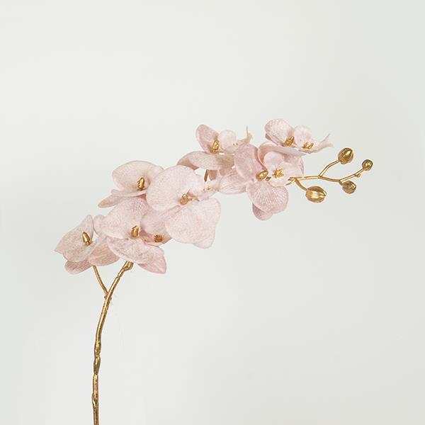 Διακοσμητικά Επιτραπέζια 24home - ΣΗΜΑΝΤΙΚΟ: Σε περίπτωση διαφοράς τιμής από το κατάστημα ισχύει παντα και μόνο η τιμή του καταστήματος Κλαδί Με Λουλούδι Ορχιδέα Υφασμάτινο-Πλαστικό 75εκ. Χρυ