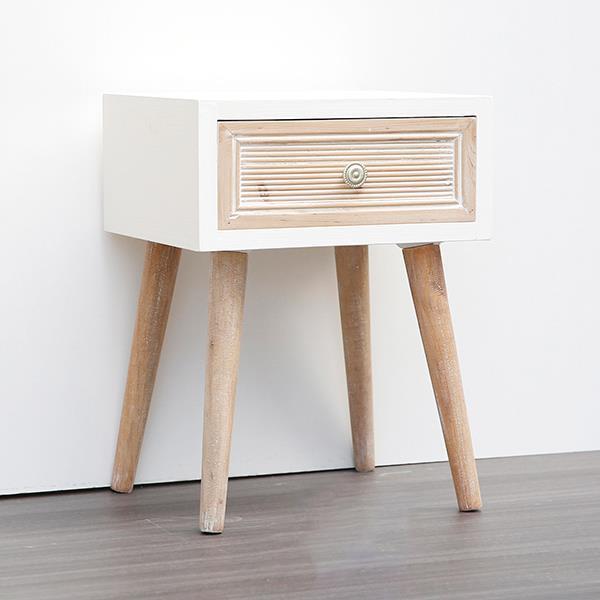 ESTHETI Κομοδίνο Ξύλινο Λευκό-Καφέ 35x30x46,5εκ. ESTHETI 750-35516 (Υλικό: Ξύλο, Χρώμα: Λευκό) - ESTHETI - 750-35516