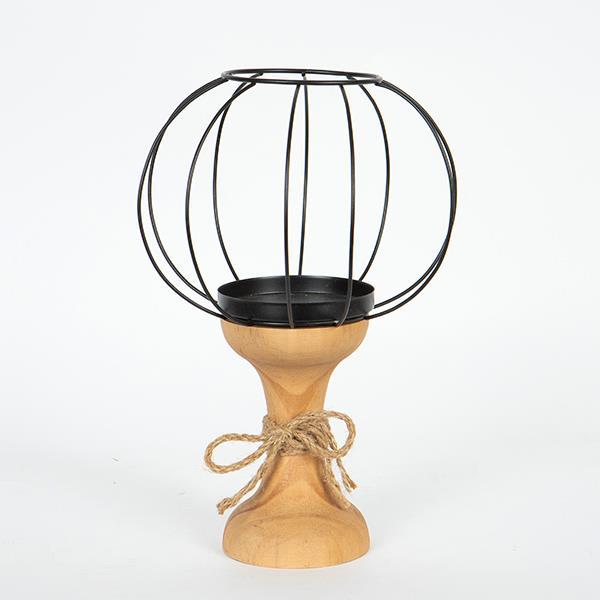 Διακοσμητικά Επιτραπέζια 24home - ΣΗΜΑΝΤΙΚΟ: Σε περίπτωση διαφοράς τιμής από το κατάστημα ισχύει παντα και μόνο η τιμή του καταστήματος Κηροπήγιο Ρεσώ Ξύλινο-Μεταλλικό Μαύρο-Natural 20,5x20,5