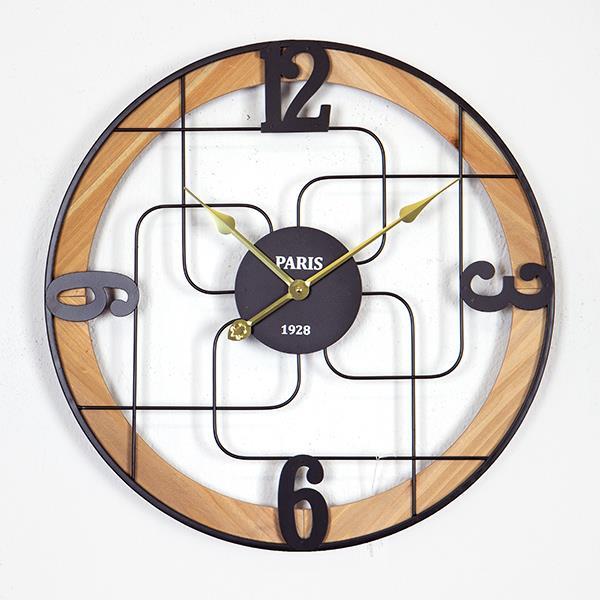 Ρολόι Τοίχου Μεταλλικό-Ξύλινο Μαύρο-Χρυσό-Natural 60x4,5x60εκ. ESTHETI 753-10022 (Υλικό: Ξύλο, Χρώμα: Μαύρο) - ESTHETI - 753-10022