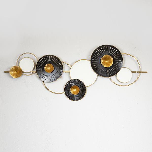 ESTHETI - ΣΗΜΑΝΤΙΚΟ: Σε περίπτωση διαφοράς τιμής από το κατάστημα ισχύει παντα και μόνο η τιμή του καταστήματος Διακοσμητικό Τοίχου Μεταλλικό Λευκό-Μαύρο-Χρυσό 104x4x5