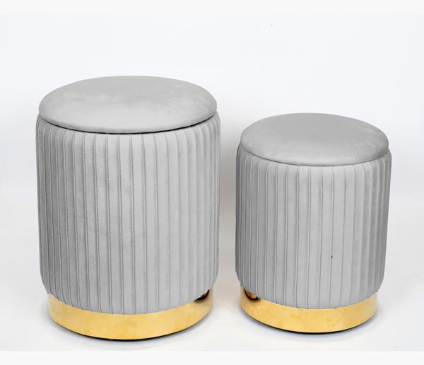 Σετ 2τμχ Σκαμπώ Βελούδινο Γκρι 35x45εκ./30x38εκ. ESTHET