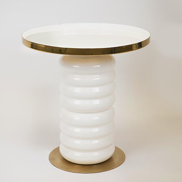 Τραπεζάκι Βοηθητικό Μεταλλικό Λευκό-Χρυσό 41x40εκ. ESTH