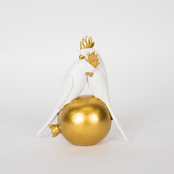 Διακοσμητικά Επιτραπέζια 24home - ΣΗΜΑΝΤΙΚΟ: Σε περίπτωση διαφοράς τιμής από το κατάστημα ισχύει παντα και μόνο η τιμή του καταστήματος Διακοσμητικοί Παπαγάλοι Polyresin Χρυσοί-Λευκοί 15x8x17