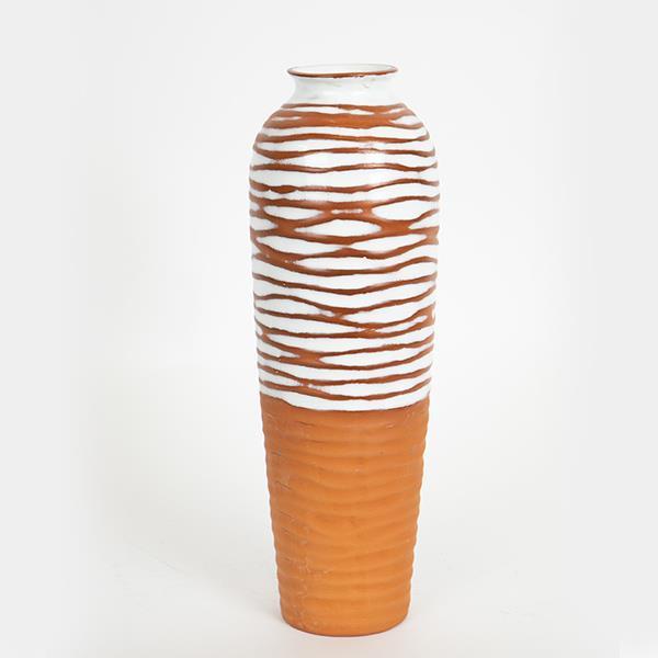 Διακοσμητικά Επιτραπέζια 24home - ΣΗΜΑΝΤΙΚΟ: Σε περίπτωση διαφοράς τιμής από το κατάστημα ισχύει παντα και μόνο η τιμή του καταστήματος Βάζο Κεραμικό Terracotta-Λευκό 12,1x12,1x36,1εκ. ESTHET