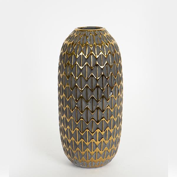 Διακοσμητικά Επιτραπέζια 24home - ΣΗΜΑΝΤΙΚΟ: Σε περίπτωση διαφοράς τιμής από το κατάστημα ισχύει παντα και μόνο η τιμή του καταστήματος Βάζο Κεραμικό Μαύρο-Χρυσό 13,8x28,5εκ. ESTHETI 752-2023