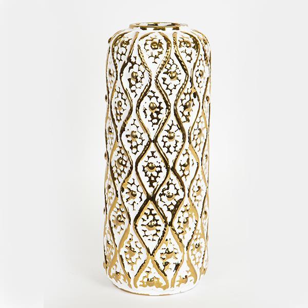 Διακοσμητικά Επιτραπέζια 24home - ΣΗΜΑΝΤΙΚΟ: Σε περίπτωση διαφοράς τιμής από το κατάστημα ισχύει παντα και μόνο η τιμή του καταστήματος Βάζο Κεραμικό Λευκό-Χρυσό 15x37εκ. ESTHETI 752-20241 (Υ