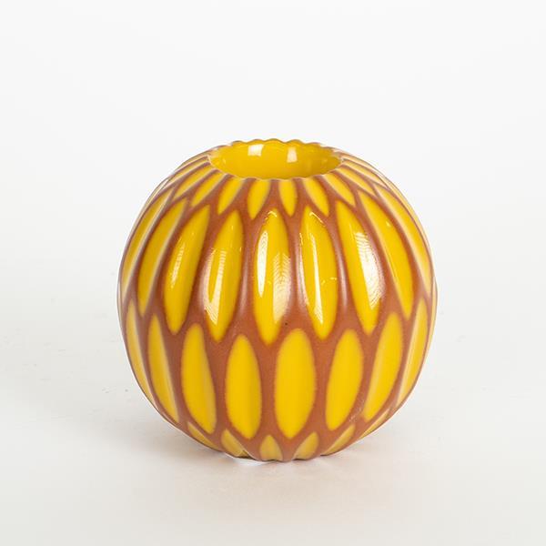 Διακοσμητικά Επιτραπέζια 24home - ΣΗΜΑΝΤΙΚΟ: Σε περίπτωση διαφοράς τιμής από το κατάστημα ισχύει παντα και μόνο η τιμή του καταστήματος Κηροπήγιο Ρεσώ Κεραμικό Terracotta-Κίτρινο 10,9x9,9εκ.