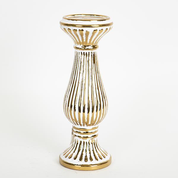 ESTHETI Κηροπήγιο Κεραμικό Χρυσό-Λευκό 10,8x10,8x30εκ. ESTHETI 752-25018 (Υλικό: Κεραμικό, Χρώμα: Λευκό) - ESTHETI - 752-25018