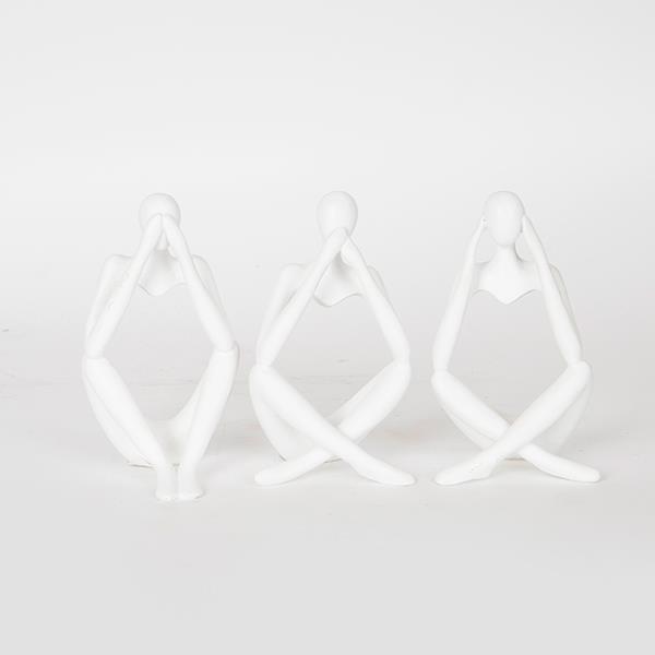 Διακοσμητική Επιτραπέζια Φιγούρα Σετ 3τμχ Polyresin Λευ