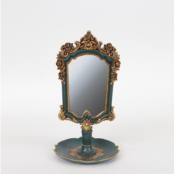 Καθρέπτης Επιτραπέζιος Polyresin Χρυσός-Πράσινος 15,3x15,3x27,2εκ. ESTHETI 751-12034 (Υλικό: Polyresin, Χρώμα: Πράσινο ) - ESTHETI - 751-12034