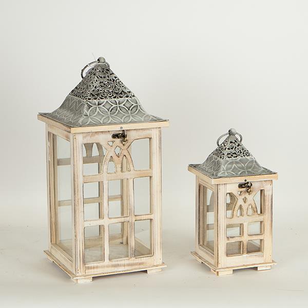 ESTHETI - ΣΗΜΑΝΤΙΚΟ: Σε περίπτωση διαφοράς τιμής από το κατάστημα ισχύει παντα και μόνο η τιμή του καταστήματος Φανάρι Σετ 2τμχ Ξύλινο-Μεταλλικό Natural-Γκρι 19x19x40,