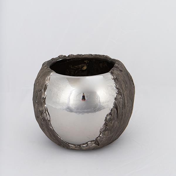 Κασπώ Κεραμικό Ασημί-Καφέ 18,5x18,5x15εκ. ESTHETI 752-1