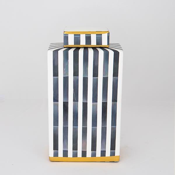 Διακοσμητικά Επιτραπέζια 24home - ΣΗΜΑΝΤΙΚΟ: Σε περίπτωση διαφοράς τιμής από το κατάστημα ισχύει παντα και μόνο η τιμή του καταστήματος Βάζο Με Καπάκι Κεραμικό Λευκό-Μπλε-Χρυσό 14,5x12,5x35,5