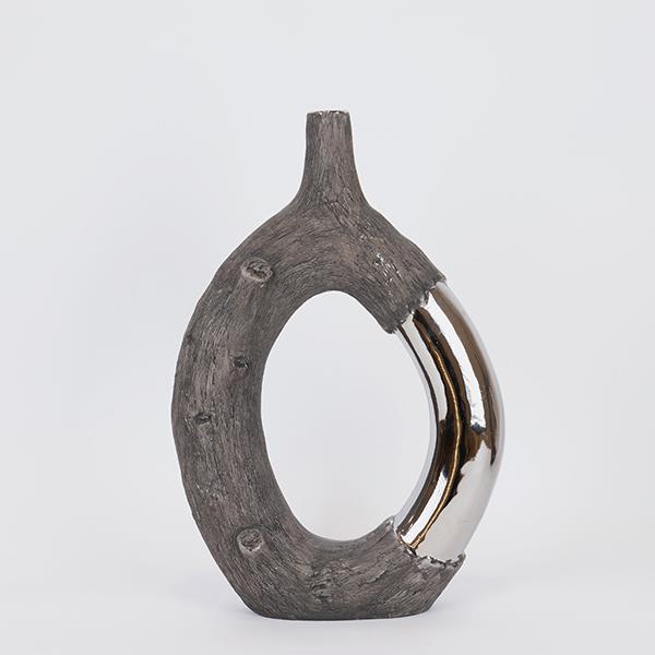 ESTHETI Βάζο Κεραμικό Καφέ-Ασημί 26,5x9,5x39,5εκ. ESTHETI 752-20387 (Υλικό: Κεραμικό, Χρώμα: Καφέ) - ESTHETI - 752-20387