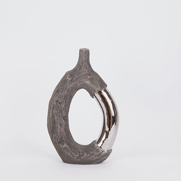 Διακοσμητικά Επιτραπέζια 24home - ΣΗΜΑΝΤΙΚΟ: Σε περίπτωση διαφοράς τιμής από το κατάστημα ισχύει παντα και μόνο η τιμή του καταστήματος Βάζο Κεραμικό Καφέ-Ασημί 20x8x31,5εκ. ESTHETI 752-20390