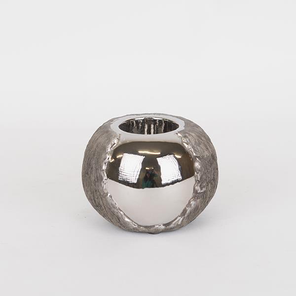 Διακοσμητικά Επιτραπέζια 24home - ΣΗΜΑΝΤΙΚΟ: Σε περίπτωση διαφοράς τιμής από το κατάστημα ισχύει παντα και μόνο η τιμή του καταστήματος Κηροπήγιο Ρεσώ Κεραμικό Ασημί-Καφέ 10,5x7,5εκ. ESTHETI