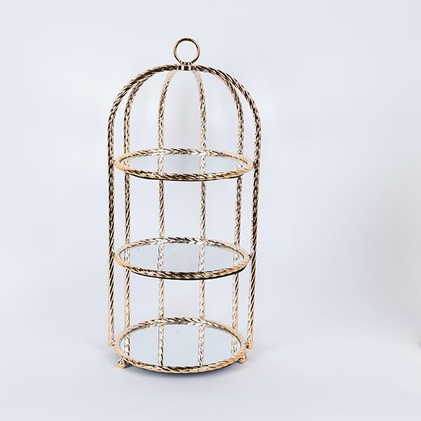 Διακοσμητικά και αξεσουαρ κουζίνας 24home - ΣΗΜΑΝΤΙΚΟ: Σε περίπτωση διαφοράς τιμής από το κατάστημα ισχύει παντα και μόνο η τιμή του καταστήματος Ορντερβιέρα 3 Όροφη Μεταλλική Με Καθρέπτη Χρυσή 23x51εκ