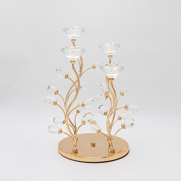 Κηροπήγιο Ρεσώ 4 Θέσεων Μεταλλικό-Γυάλινο Χρυσό 20x34εκ. ESTHETI 819-00234 (Υλικό: Μεταλλικό, Χρώμα: Χρυσό ) - ESTHETI - 819-00234