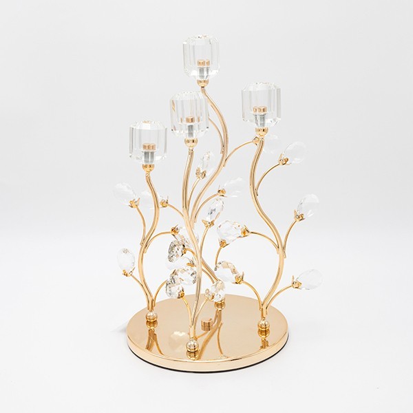 Κηροπήγιο Ρεσώ 4 Θέσεων Μεταλλικό-Γυάλινο Χρυσό 20x36εκ. ESTHETI 819-00235 (Υλικό: Μεταλλικό, Χρώμα: Χρυσό ) - ESTHETI - 819-00235