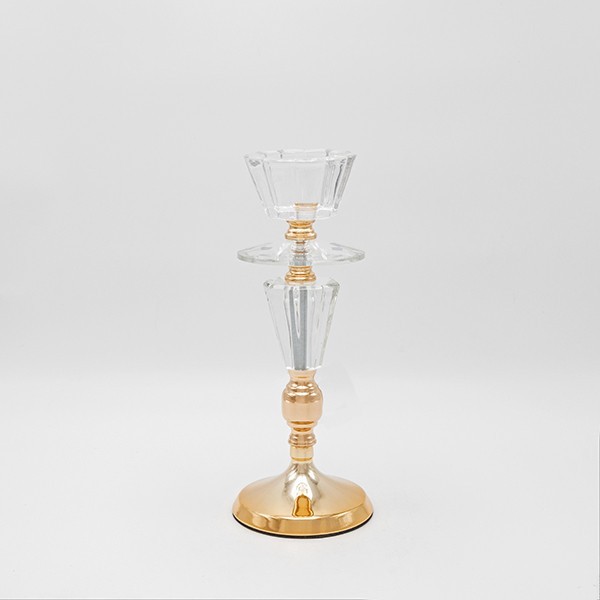 Κηροπήγιο Μεταλλικό-Γυάλινο Χρυσό 11x30εκ. ESTHETI 819-00237 (Υλικό: Μεταλλικό, Χρώμα: Χρυσό ) - ESTHETI - 819-00237