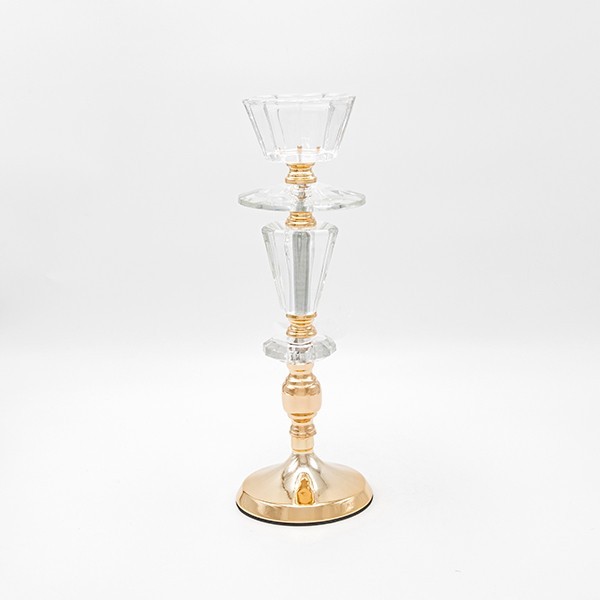 Κηροπήγιο Μεταλλικό-Γυάλινο Χρυσό 11x35εκ. ESTHETI 819-00238 (Υλικό: Μεταλλικό, Χρώμα: Χρυσό ) - ESTHETI - 819-00238