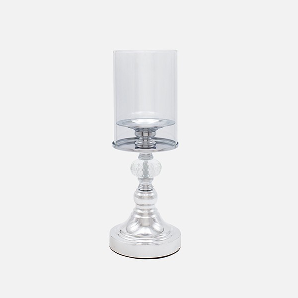 Κηροπήγιο Μεταλλικό-Γυάλινο Ασημί 11x19εκ. ESTHETI 819-00242 (Υλικό: Μεταλλικό, Χρώμα: Ασημί ) - ESTHETI - 819-00242