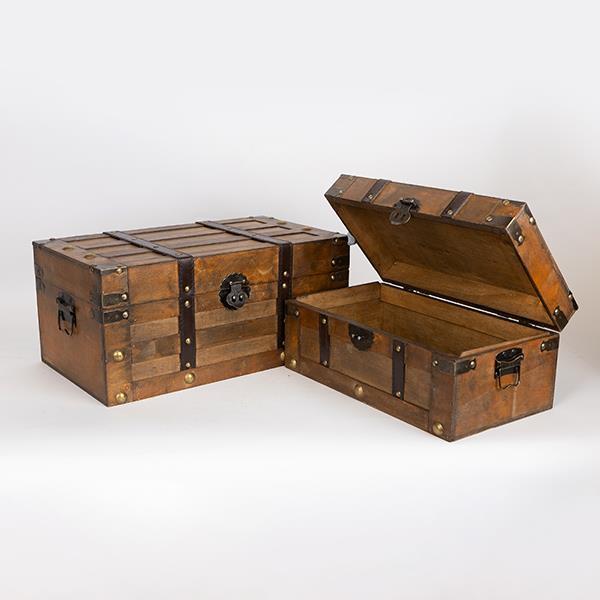 ESTHETI Μπαούλο Σετ 2τμχ Ξύλινο Καφέ 45x25x20εκ.-39x19x15εκ. ESTHETI 752-28010 (Υλικό: Ξύλο, Χρώμα: Καφέ) - ESTHETI - 752-28010