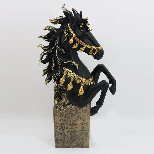 Διακοσμητικά Επιτραπέζια 24home - ΣΗΜΑΝΤΙΚΟ: Σε περίπτωση διαφοράς τιμής από το κατάστημα ισχύει παντα και μόνο η τιμή του καταστήματος Διακοσμητικό Άλογο Polyresin Χρυσό-Μαύρο 22x10x40εκ. ES