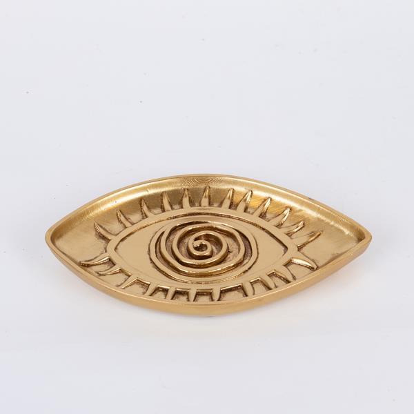 Διακοσμητικά Επιτραπέζια 24home - ΣΗΜΑΝΤΙΚΟ: Σε περίπτωση διαφοράς τιμής από το κατάστημα ισχύει παντα και μόνο η τιμή του καταστήματος Διακοσμητική Πιατέλα Μάτι Polyresin Χρυσή 16x9,8x1,3εκ.