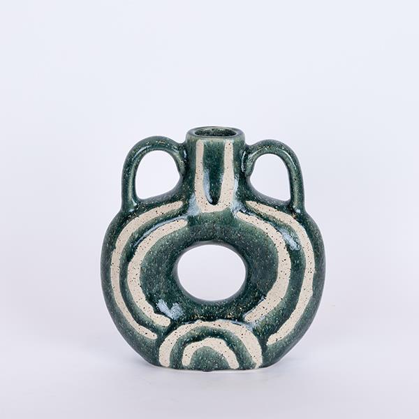 Διακοσμητικά Επιτραπέζια 24home - ΣΗΜΑΝΤΙΚΟ: Σε περίπτωση διαφοράς τιμής από το κατάστημα ισχύει παντα και μόνο η τιμή του καταστήματος Βάζο Κεραμικό Σκούρο Πράσινο-Μπεζ 21,7x7x24εκ. ESTHETI