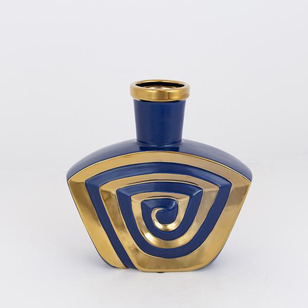 Διακοσμητικά Επιτραπέζια 24home - ΣΗΜΑΝΤΙΚΟ: Σε περίπτωση διαφοράς τιμής από το κατάστημα ισχύει παντα και μόνο η τιμή του καταστήματος Βάζο Κεραμικό Χρυσό-Σκούρο Μπλε 23,2x6,8x23,5εκ. ESTHET