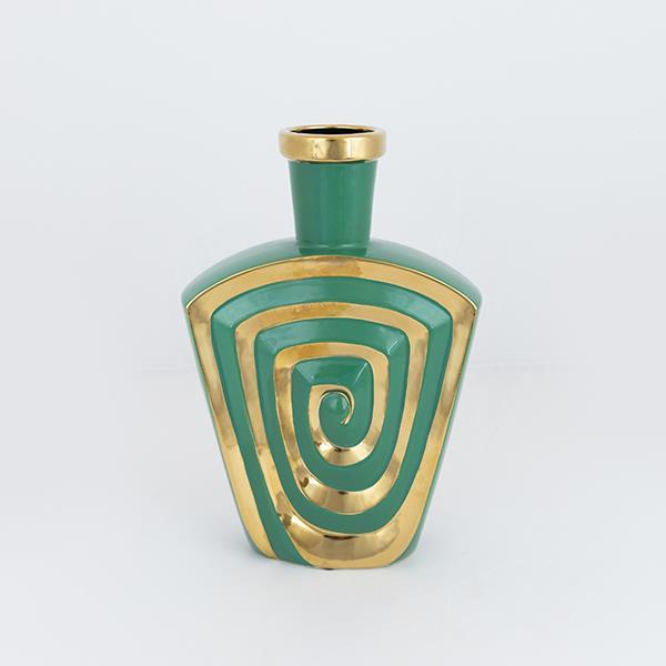 Διακοσμητικά Επιτραπέζια 24home - ΣΗΜΑΝΤΙΚΟ: Σε περίπτωση διαφοράς τιμής από το κατάστημα ισχύει παντα και μόνο η τιμή του καταστήματος Βάζο Κεραμικό Χρυσό-Πράσινο 20,2x7x30εκ. ESTHETI 752-20