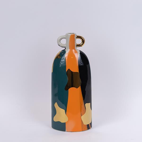 Διακοσμητικά Επιτραπέζια 24home - ΣΗΜΑΝΤΙΚΟ: Σε περίπτωση διαφοράς τιμής από το κατάστημα ισχύει παντα και μόνο η τιμή του καταστήματος Βάζο Κεραμικό Terracotta-Χρυσό-Σκούρο Πράσινο 15,5x9,5x