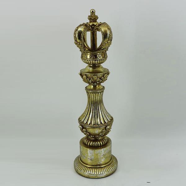 Διακοσμητικά Επιτραπέζια 24home - ΣΗΜΑΝΤΙΚΟ: Σε περίπτωση διαφοράς τιμής από το κατάστημα ισχύει παντα και μόνο η τιμή του καταστήματος Διακοσμητικό Πιόνι Polyresin Στέμμα Χρυσό 9,5x9,5x33εκ.