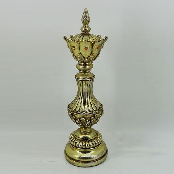 Διακοσμητικά Επιτραπέζια 24home - ΣΗΜΑΝΤΙΚΟ: Σε περίπτωση διαφοράς τιμής από το κατάστημα ισχύει παντα και μόνο η τιμή του καταστήματος Διακοσμητικό Πιόνι Polyresin Βασίλισσα Χρυσό 9,5x9,5x31