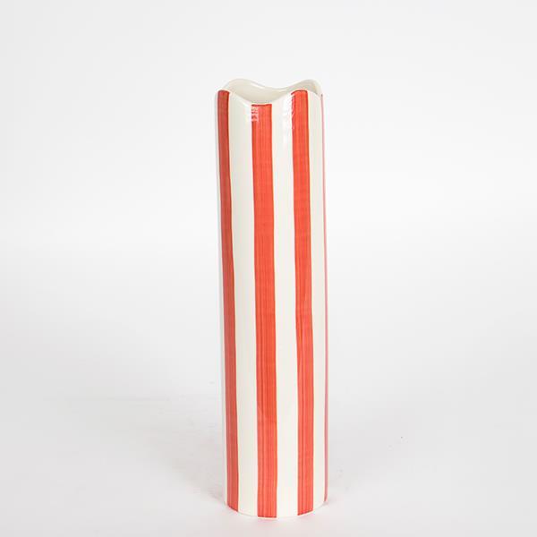 Διακοσμητικά Επιτραπέζια 24home - ΣΗΜΑΝΤΙΚΟ: Σε περίπτωση διαφοράς τιμής από το κατάστημα ισχύει παντα και μόνο η τιμή του καταστήματος Βάζο Κεραμικό Κόκκινο-Λευκό 8,2x8,2x32εκ. ESTHETI 752-2