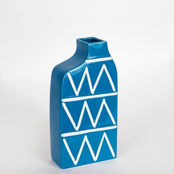 Διακοσμητικά Επιτραπέζια 24home - ΣΗΜΑΝΤΙΚΟ: Σε περίπτωση διαφοράς τιμής από το κατάστημα ισχύει παντα και μόνο η τιμή του καταστήματος Βάζο Κεραμικό Μπλε-Λευκό 14x6,5x29εκ. ESTHETI 752-20212