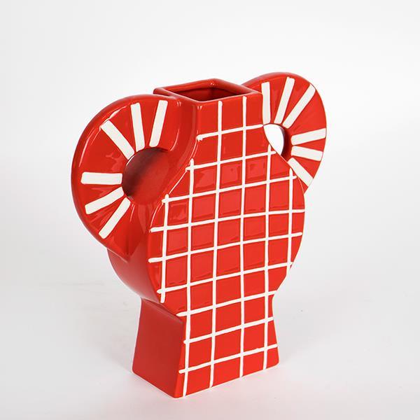 Διακοσμητικά Επιτραπέζια 24home - ΣΗΜΑΝΤΙΚΟ: Σε περίπτωση διαφοράς τιμής από το κατάστημα ισχύει παντα και μόνο η τιμή του καταστήματος Βάζο Κεραμικό Κόκκινο-Λευκό 37,5x8x35,5εκ. ESTHETI 752-