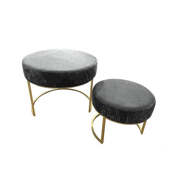 Έπιπλα σαλονιού 24home - ΣΗΜΑΝΤΙΚΟ: Σε περίπτωση διαφοράς τιμής από το κατάστημα ισχύει παντα και μόνο η τιμή του καταστήματος Σκαμπώ Σετ 2τμχ Βελούδο-Μεταλλικό Γκρι-Χρυσό 60x60x44εκ