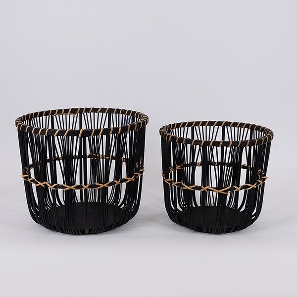 ESTHETI - ΣΗΜΑΝΤΙΚΟ: Σε περίπτωση διαφοράς τιμής από το κατάστημα ισχύει παντα και μόνο η τιμή του καταστήματος Καλάθι Σετ 2τμχ Ψάθινο Μαύρο 32x32x28εκ./27x27x25εκ. ES