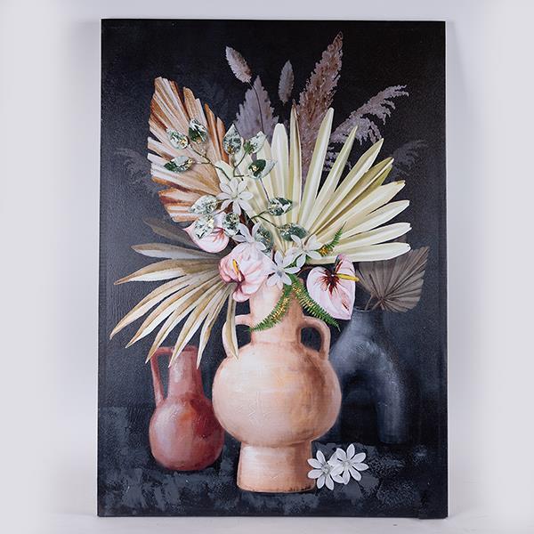 ESTHETI - ΣΗΜΑΝΤΙΚΟ: Σε περίπτωση διαφοράς τιμής από το κατάστημα ισχύει παντα και μόνο η τιμή του καταστήματος Πίνακας Καμβάς Βάζο Με Λουλούδια Multi-Μαύρος 70x3x100ε