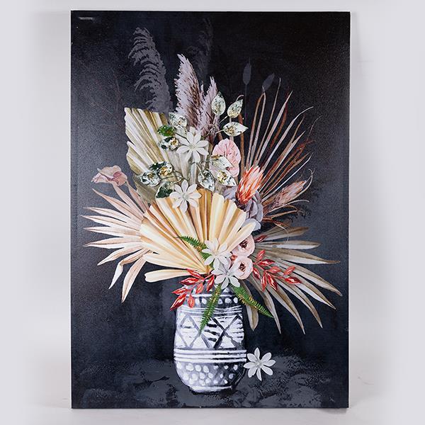 Πίνακας Καμβάς Βάζο Με Λουλούδια Multi-Μαύρος 70x3x100ε