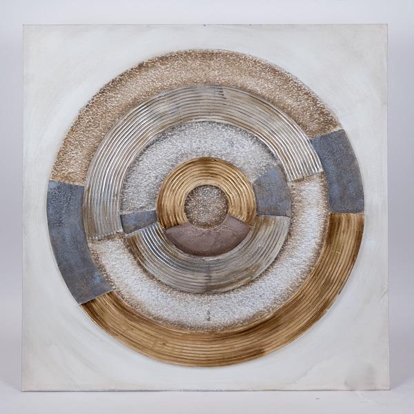 Πίνακας Καμβάς Κύκλος Λευκός-Μπλε-Natural 80x3x80εκ. ES