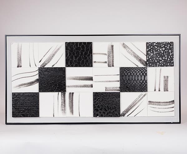 Πίνακας Καμβάς Τετράγωνα Λευκός-Μαύρος 122x4,5x62εκ. ES