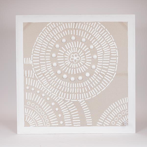 ESTHETI Πίνακας Καμβάς Κύκλοι Μπεζ-Λευκός 80x3x80εκ. ESTHETI 812-20038 (Ύφασμα: Καμβάς, Χρώμα: Λευκό) - ESTHETI - 812-20038